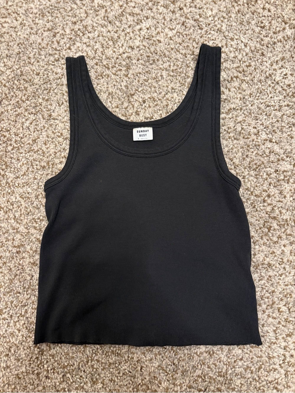 Sunday Best Black Ribbed Scoop Tank